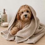 Natural Waffle Dog Towel