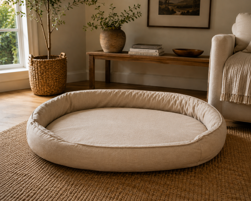 Oval Natural Hemp & Wool Dog Bed